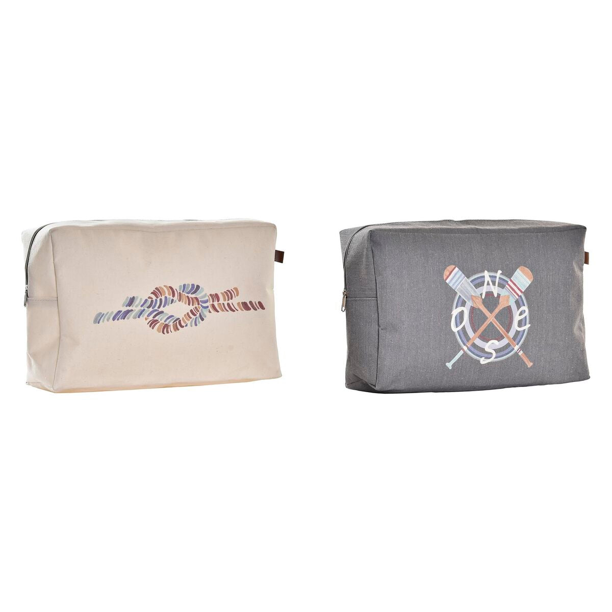 DKD Home Decor Szürke Fehér Sötétkék Piperetáska (30 x 10 x 20 cm) (2 Darab)-0