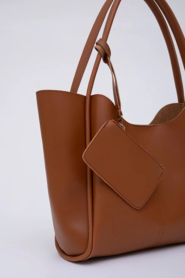 Barna SHK108 műbőr női kéz és váll pénztárcával és sminkkel